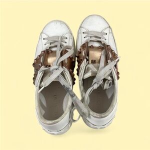 Valentino White Sneakers with Gold Studs